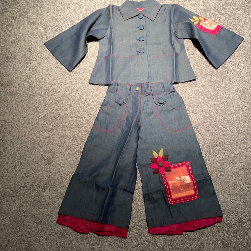 New MeliMeli Girls Denim Pant Suit Set